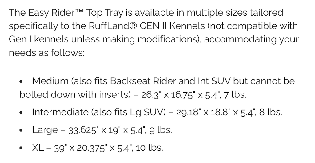 Easy Rider Top Tray